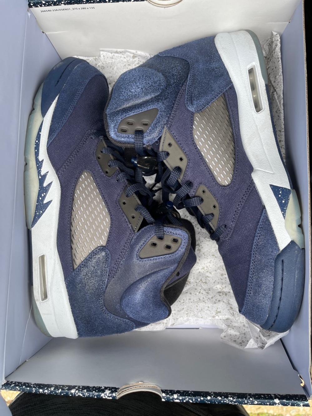 Jordan 5 Midnight Navy Retro Sneakers in Navy Blue and White